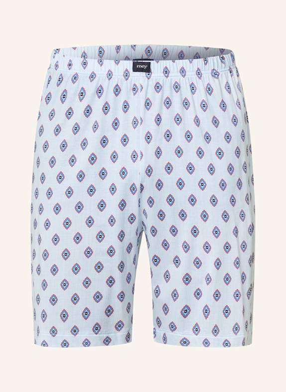 mey Schlafshorts Serie STRIPES WITH TIE PATTERN HELLBLAU/ WEISS/ ROT