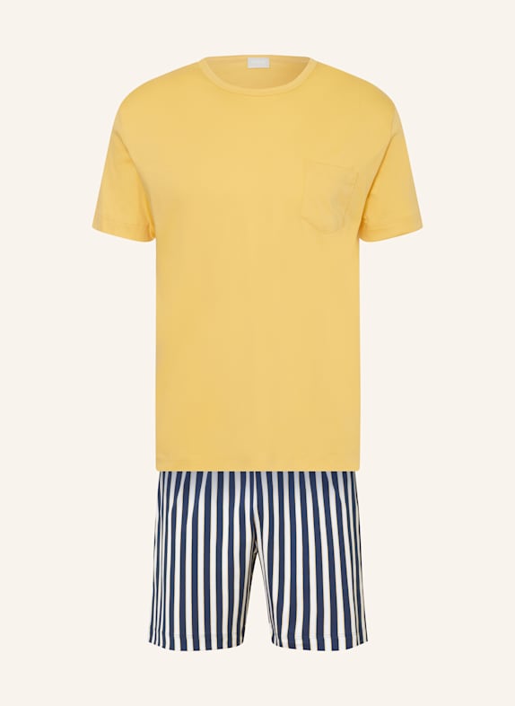 mey Shorty-Schlafanzug Serie SUN STRIPES GELB/ DUNKELBLAU/ WEISS