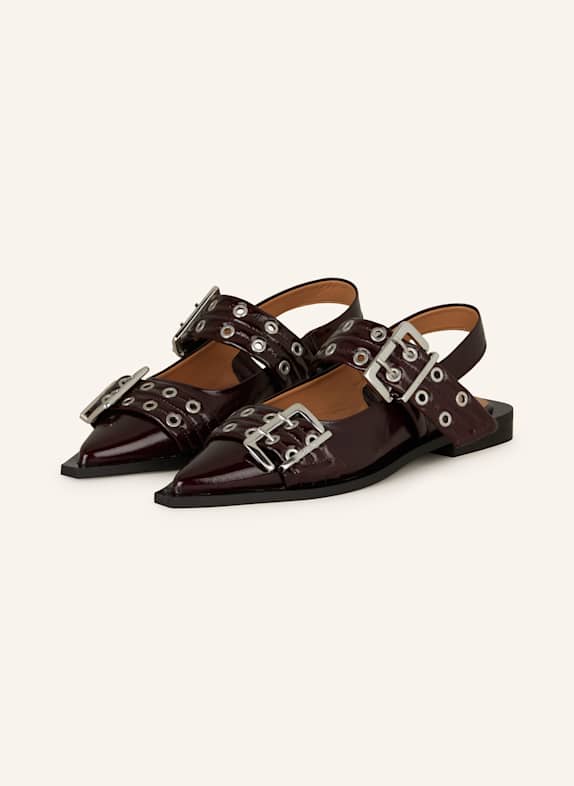 GANNI Slingballerinas DUNKELROT