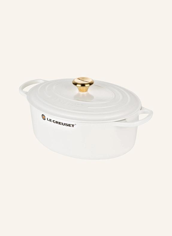 LE CREUSET Bräter Signature oval 31cm kirschrot mit Gold Knopf WEISS
