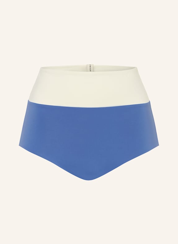 MYMARINI High-Waist-Bikini-Hose SURFSHORTS zum Wenden mit UV-Schutz 50+ BLAU/ WEISS/ BEIGE