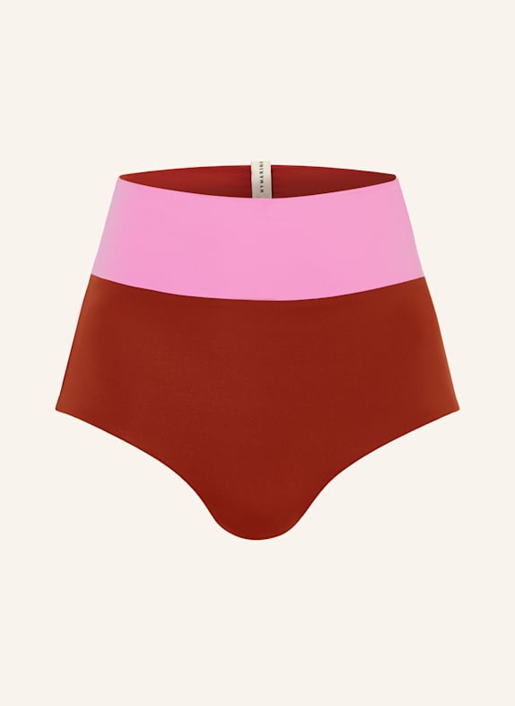 MYMARINI High-Waist-Bikini-Hose SURFSHORTS zum Wenden mit UV-Schutz 50+ BRAUN/ ROSA