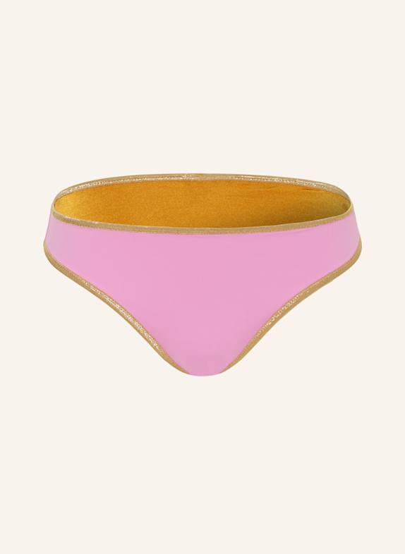 MYMARINI Basic-Bikini-Hose SHINE zum Wenden mit UV-Schutz 50+ ROSA/ COGNAC