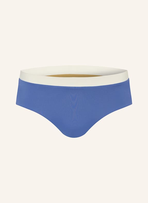 MYMARINI Panty-Bikini-Hose SHORTS zum Wenden mit UV-Schutz 50+ BLAU/ WEISS/ BEIGE