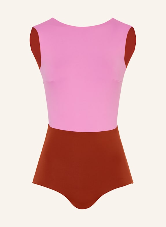MYMARINI High-Neck-Badeanzug OUTFIT ONEPIECE zum Wenden mit UV-Schutz 50+ BRAUN/ ROSA