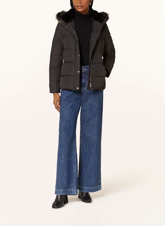 LAUREN RALPH LAUREN Daunenjacke mit abnehmbarer Kapuze und Kunstpelz SCHWARZ