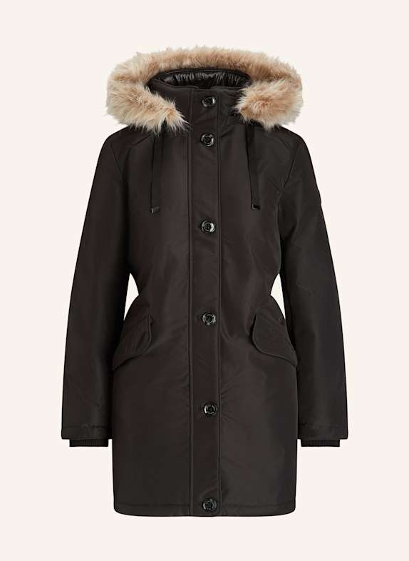 LAUREN RALPH LAUREN Parka mit abnehmbarer Kapuze und Kunstpelz SCHWARZ