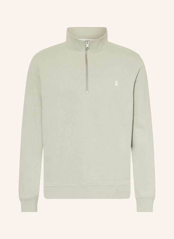 ARMEDANGELS Half-zip sweater in sweatshirt fabric WAARLO LIGHT GREEN