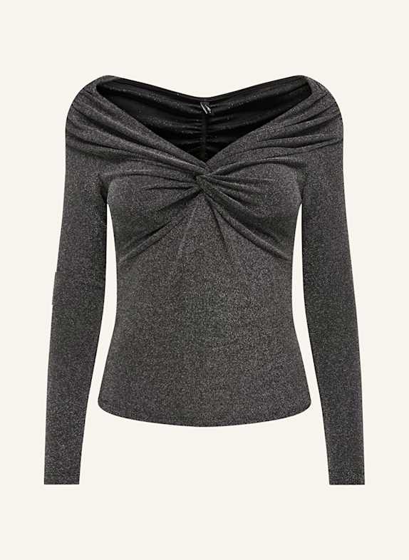 ONLY Blusenshirt mit Glitzergarn SCHWARZ/ SILBER
