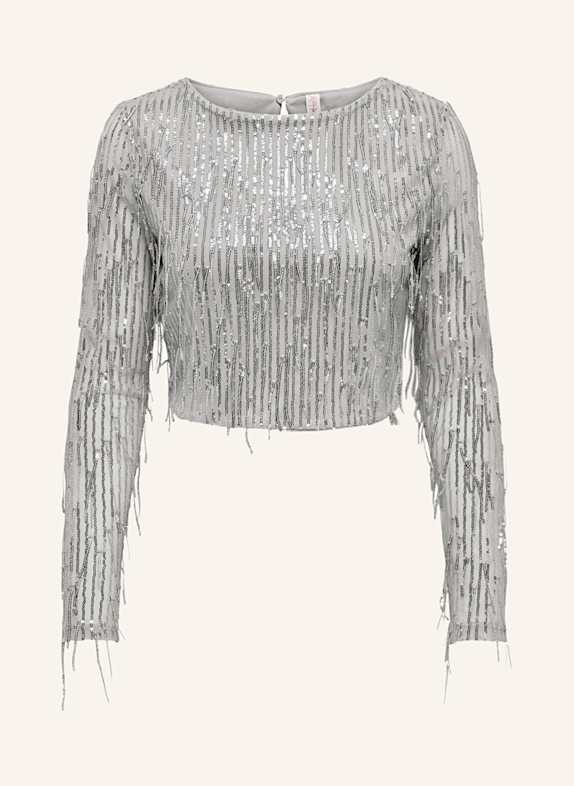 ONLY Cropped-Shirt mit Pailletten SILBER