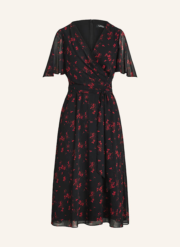 LAUREN RALPH LAUREN Kleid in Wickeloptik SCHWARZ/ ROT