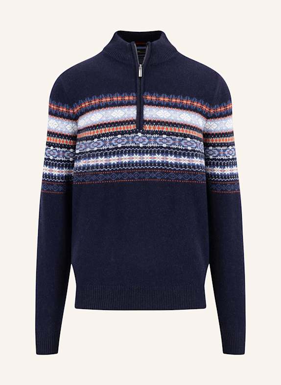 FYNCH-HATTON Svetr troyer TMAVĚ MODRÁ/ TMAVĚ MODRÁ/ TMAVĚ ORANŽOVÁ