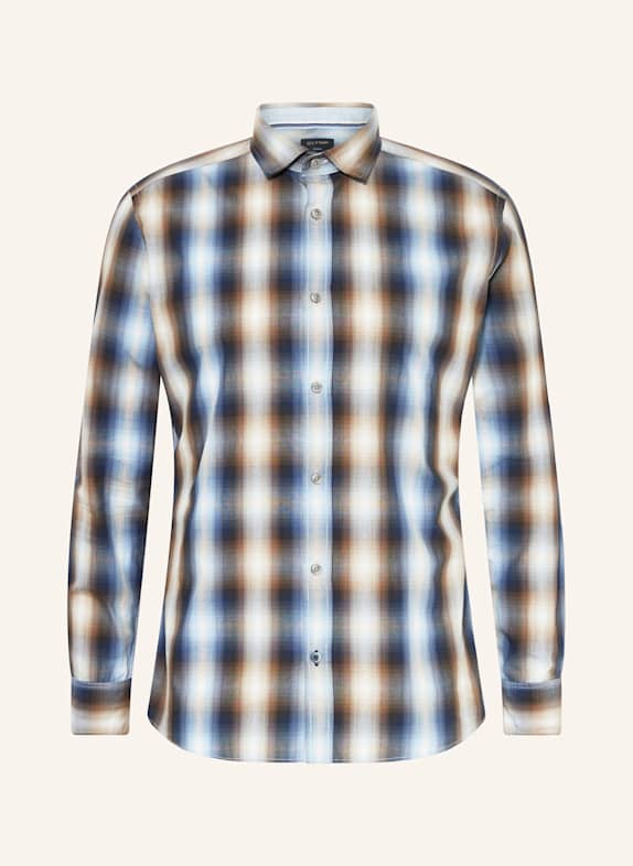 OLYMP Hemd Casual regular fit DUNKELBLAU/ HELLBLAU/ BRAUN