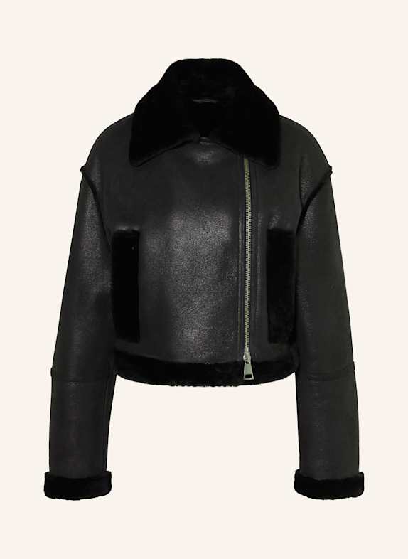 MRS & HUGS Cropped-Lederjacke SCHWARZ