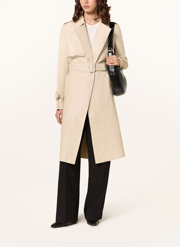 MRS & HUGS Trench coat made of leather BEIGE