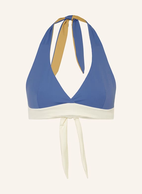 MYMARINI Neckholder-Bikini-Top NECKHOLDER TOP zum Wenden mit UV-Schutz 50+ BLAU/ WEISS/ BEIGE