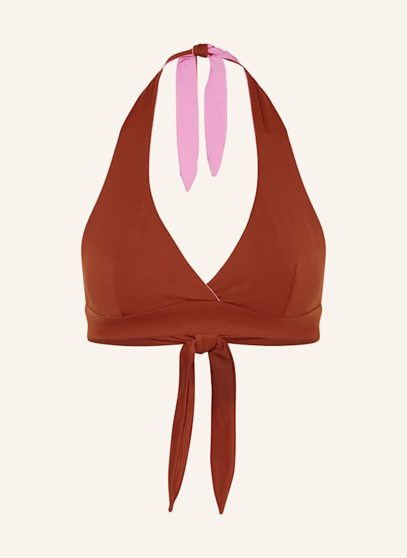 MYMARINI Neckholder-Bikini-Top NECKHOLDER TOP zum Wenden mit UV-Schutz 50+ BRAUN/ ROSA