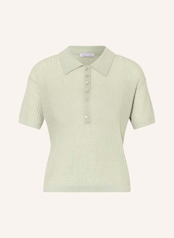 MRS & HUGS Strick-Poloshirt mit Cashmere HELLGRÜN
