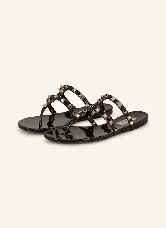 VALENTINO GARAVANI Zehentrenner ROCKSTUD mit Nieten SCHWARZ