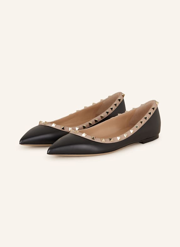 VALENTINO GARAVANI Ballerinas ROCKSTUD N91 NERO/POUDRE