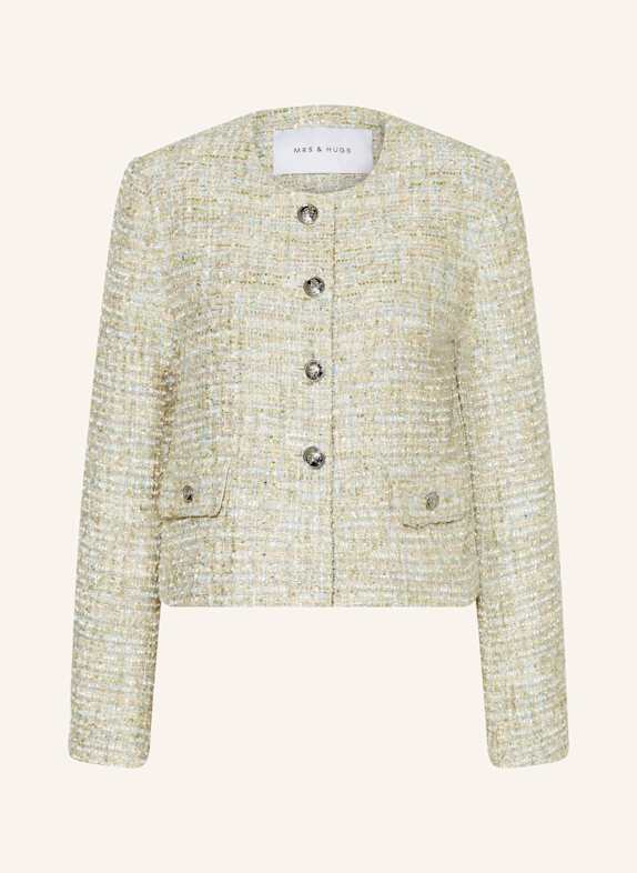 MRS & HUGS Bouclé-Blazer mit Pailletten CREME/ HELLBLAU/ HELLGRÜN