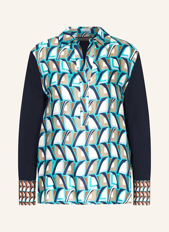 ELENA MIRO Blusenshirt im Materialmix TÜRKIS/ DUNKELBLAU/ BEIGE