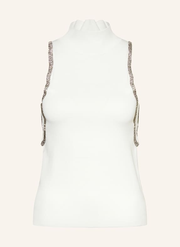 LIU JO Stricktop mit Schmucksteinen WEISS
