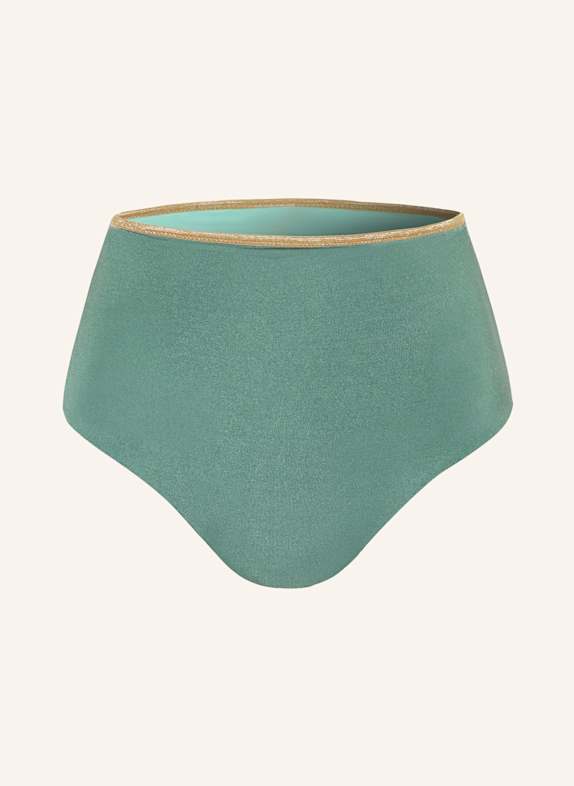 MYMARINI High-Waist-Bikini-Hose SHINE zum Wenden mit UV-Schutz 50+ GRÜN/ MINT