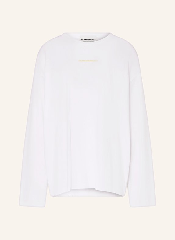 ARMEDANGELS Oversized long sleeve shirt FIETAA SMILE WHITE/ YELLOW