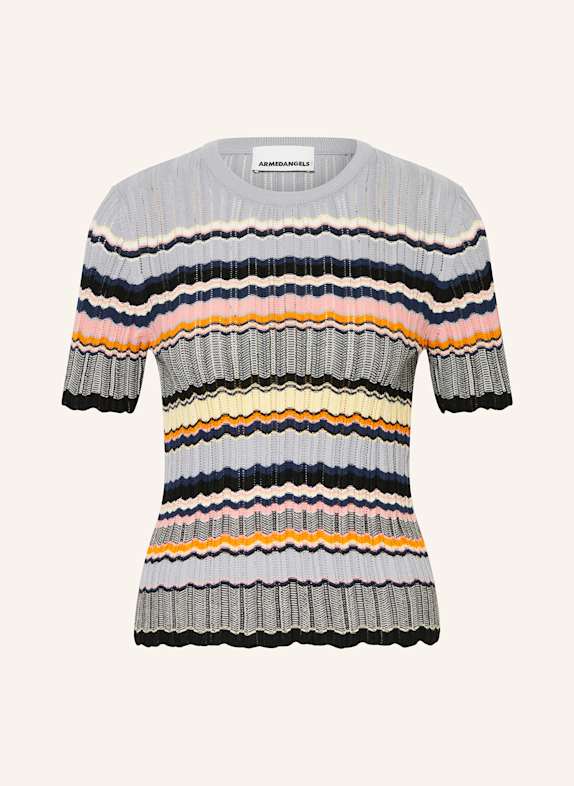 ARMEDANGELS Dzianinowa koszulka MAAYA STRIPES JASNOFIOLETOWY/ CZARNY/ ŻÓŁTY