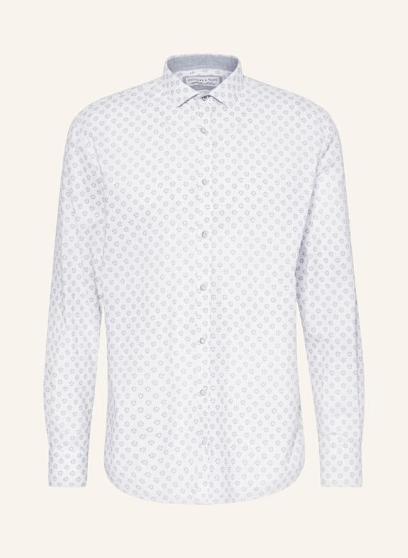 COLOURS & SONS Hemd Slim Fit WEISS/ DUNKELBLAU