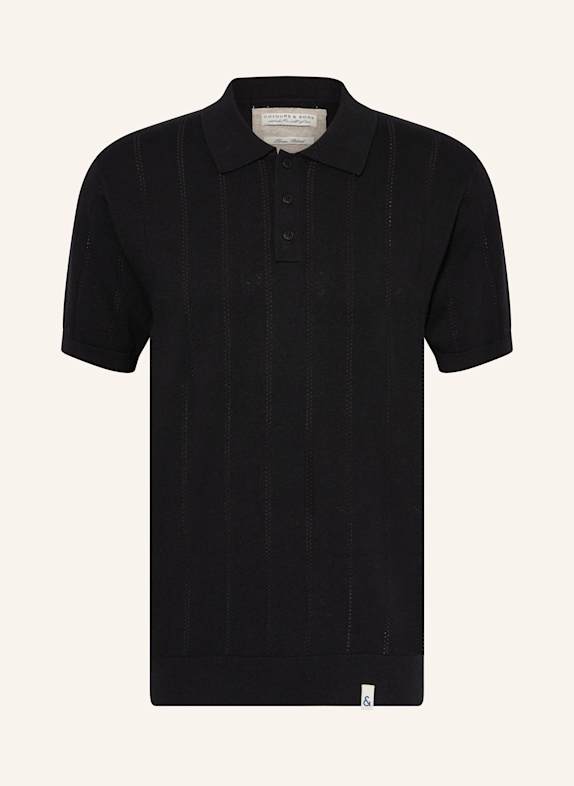 COLOURS & SONS Strick-Poloshirt SCHWARZ