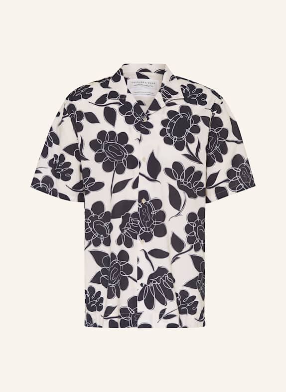 COLOURS & SONS Resorthemd Comfort Fit CREME/ DUNKELBLAU
