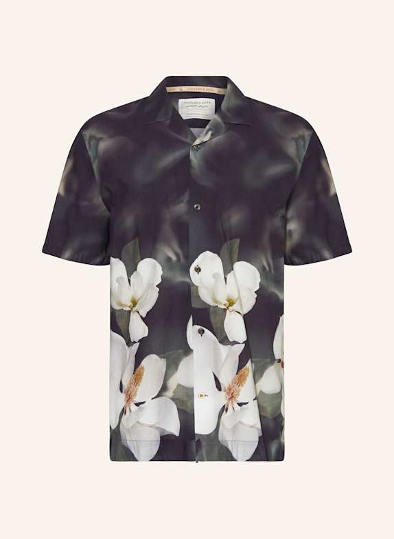 COLOURS & SONS Resorthemd Regular Fit DUNKELGRÜN/ ECRU