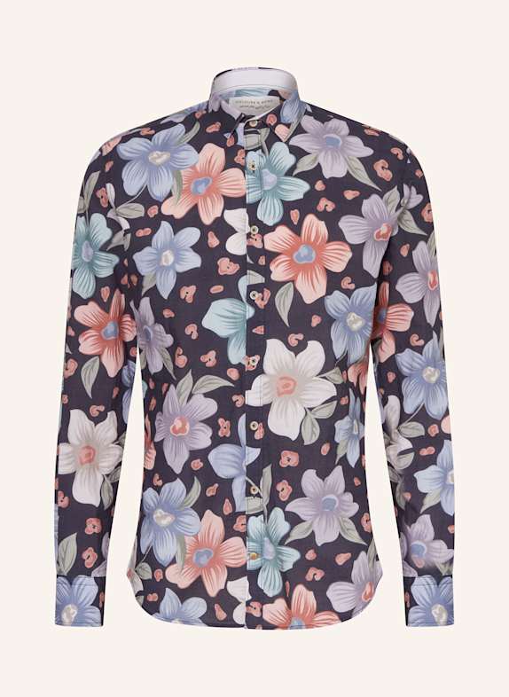 COLOURS & SONS Resorthemd Regular Fit DUNKELBLAU/ HELLLILA/ LACHS