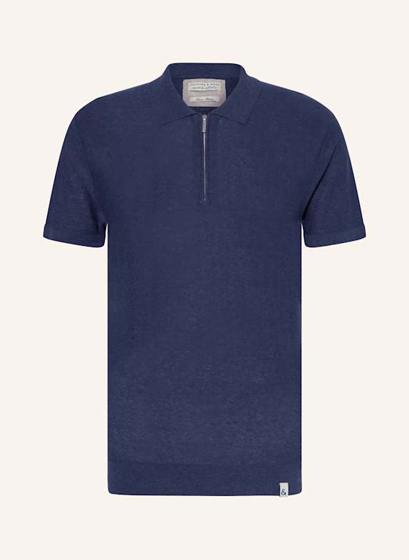 COLOURS & SONS Strick-Poloshirt DUNKELBLAU