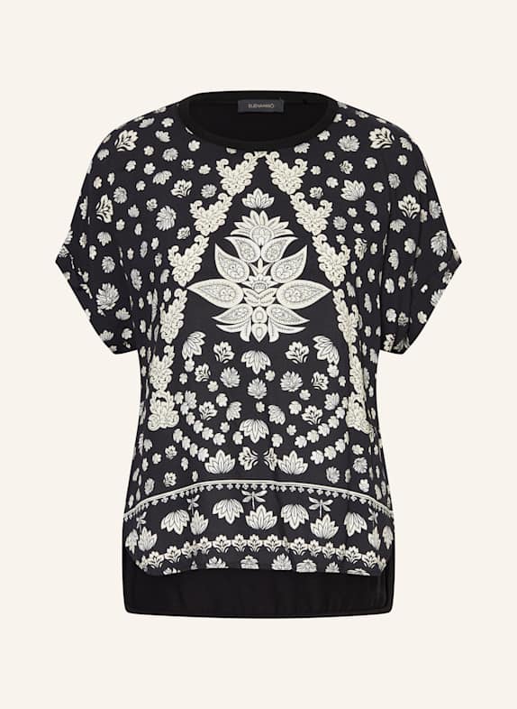 ELENA MIRO Blusenshirt im Materialmix SCHWARZ/ ECRU