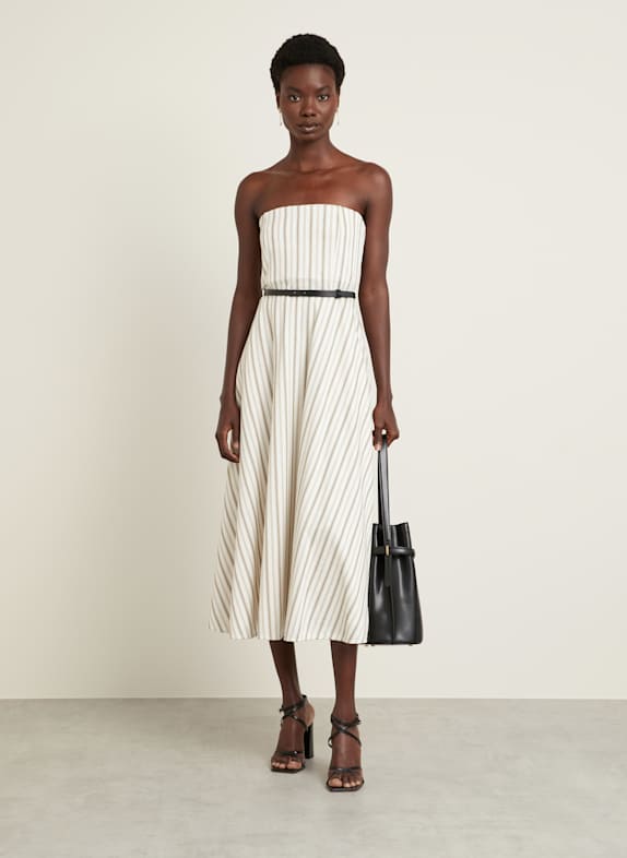 Max Mara Off-Shoulder-Kleid FERVIDA mit Leinen ECRU / BRAUN