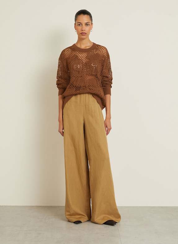 Max Mara Marlenehose ONORE mit Leinen und Seide CAMEL