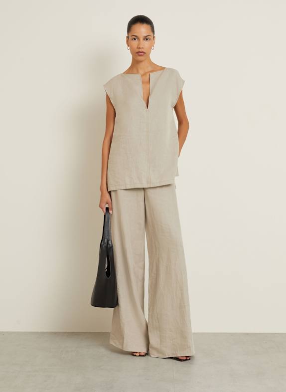 Max Mara Marlenehose SEQUOIA aus Leinen TAUPE