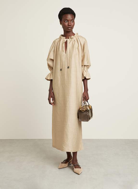 Max Mara JENE dress with linen and silk GOLD