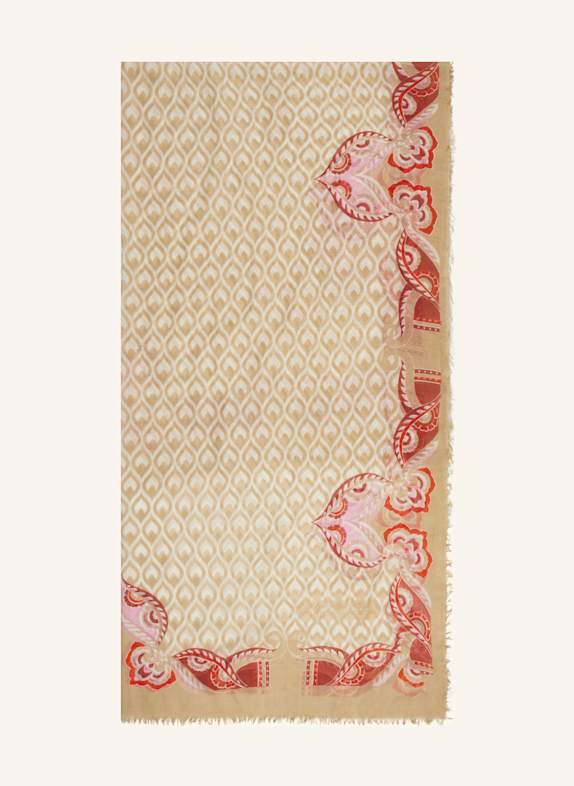 MALA ALISHA Cashmere-Schal ROOMY BEIGE/ DUNKELROT/ ROT