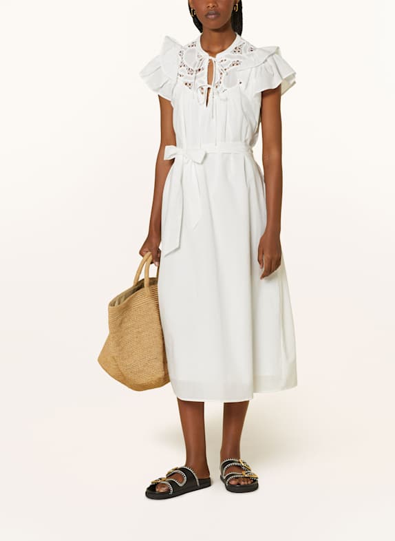 SUNCOO Kleid CEDRA mit Lochspitze WEISS