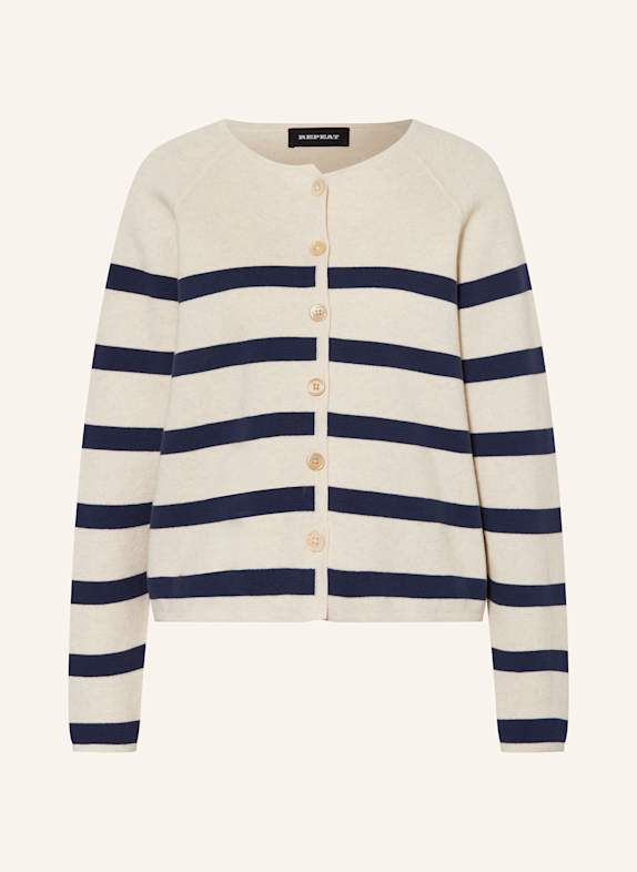 REPEAT Strickjacke CREME/ DUNKELBLAU