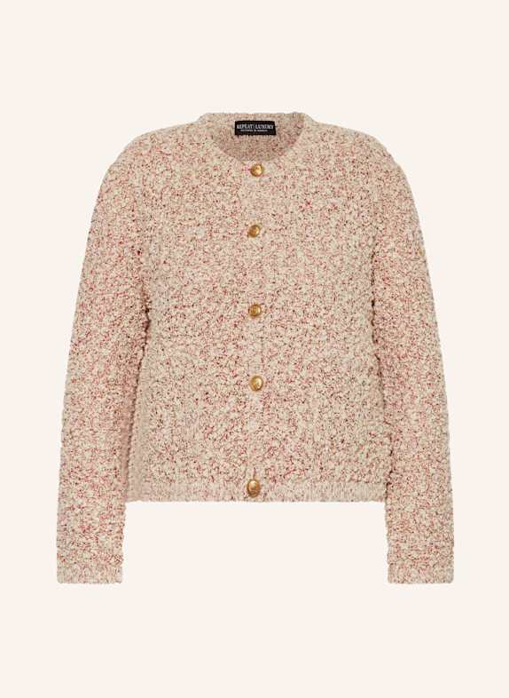 REPEAT Strickjacke mit Pailletten CREME/ ROT