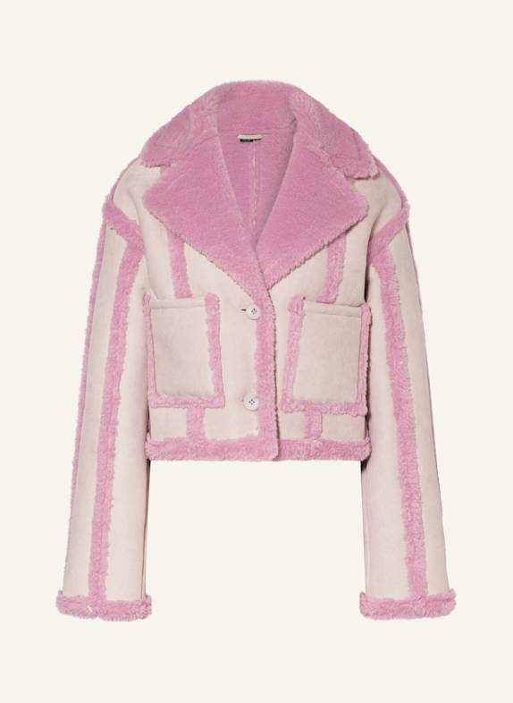 OW Collection Jacke BERLIN in Lederoptik mit Kunstfell HELLLILA/ LILA
