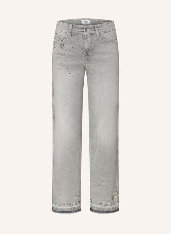 CAMBIO Straight jeans PARIS with decorative gems 5153 light grey contrast open