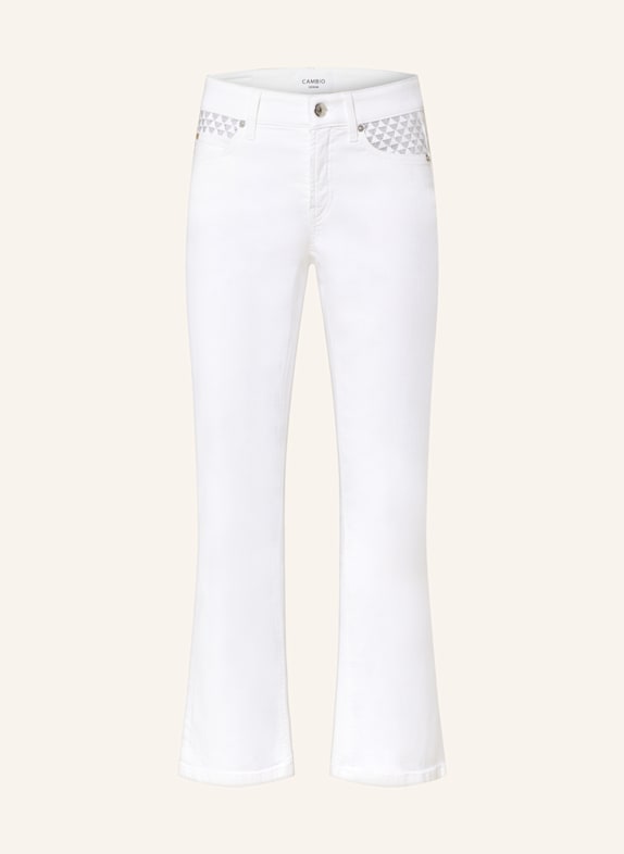 CAMBIO Flared jeans PARIS with decorative gems 5113 pure white stone