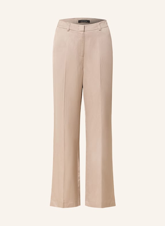 comma Wide leg trousers in satin LIGHT BROWN