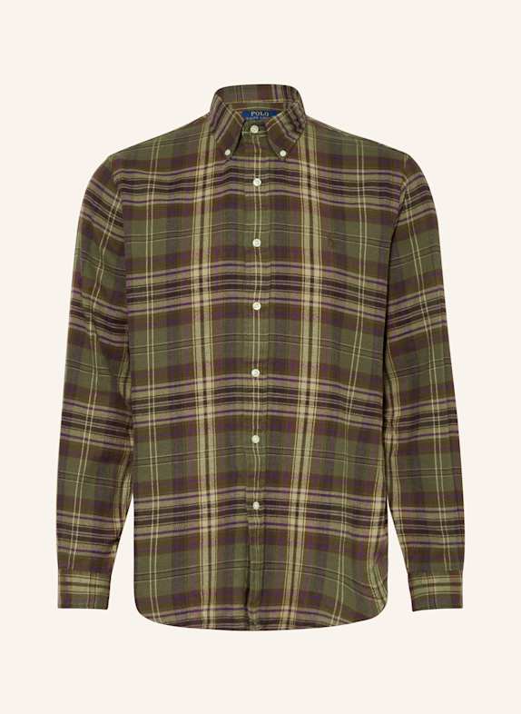 POLO RALPH LAUREN Flanellhemd Custom Fit OLIV/ HELLBRAUN/ DUNKELLILA
